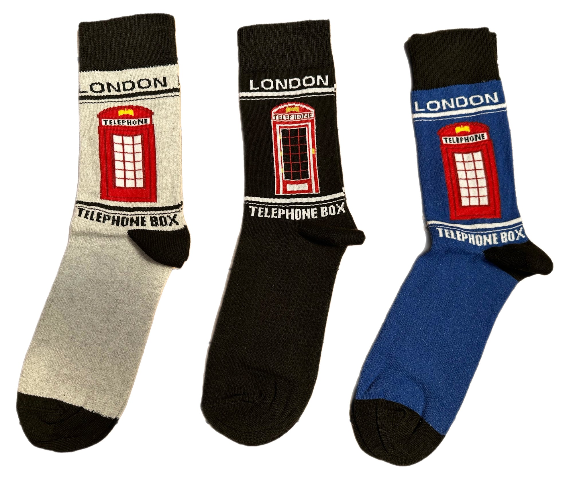 London Telephone Box, Red Telephone Booth Calf Socks, Novelty Fun Gift Unisex Socks