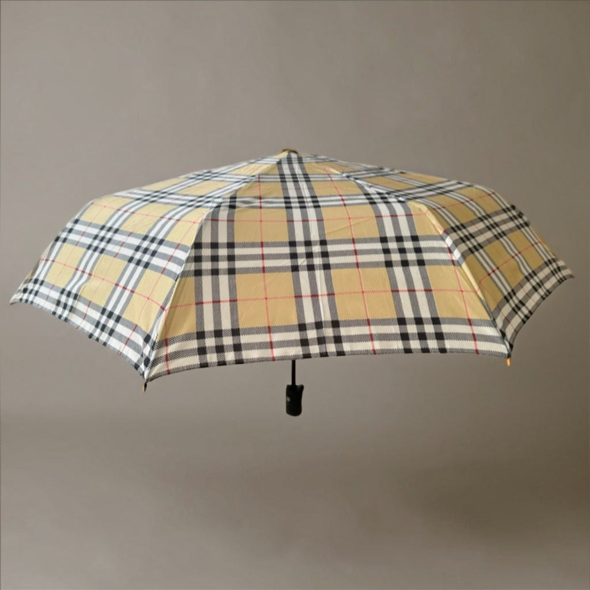 Classic Tartan Compact Travel Umbrella – Auto Open &amp; Close Brolly