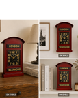 London Telephone Box Clock, Red British Table & Wall Metal Clock, Home Decor, Novelty Gift