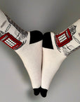 London Big Ben Telephone Booth Socks, Novelty Fun Gift Unisex Socks