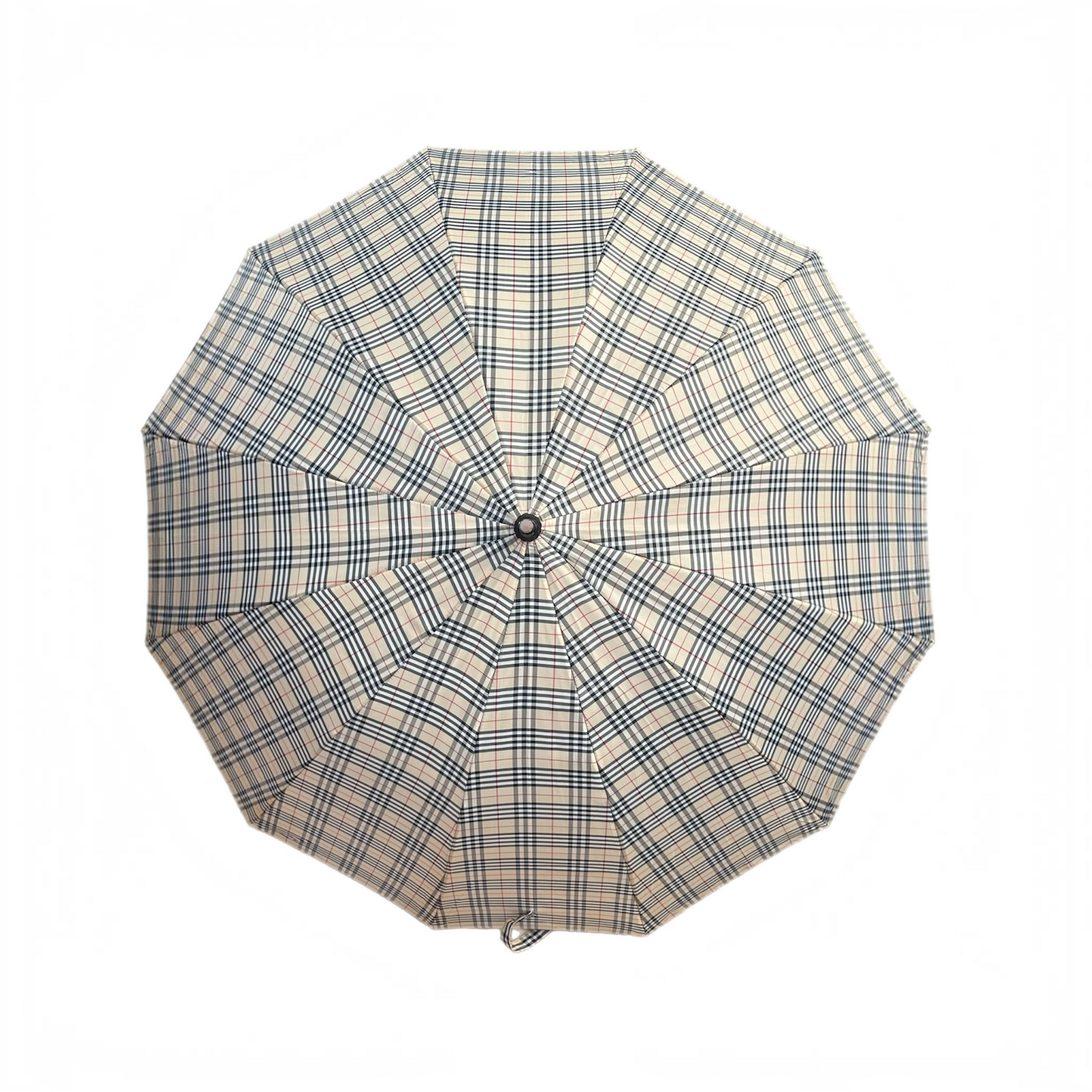 Classic Tartan Design Long Umbrella with Wooden Crook Handle , 12-Rib Traditional Walking Umbrella