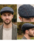 Wool Blend Flat Cap, Vintage Tweed Herringbone Ivy Cap Gift for Him