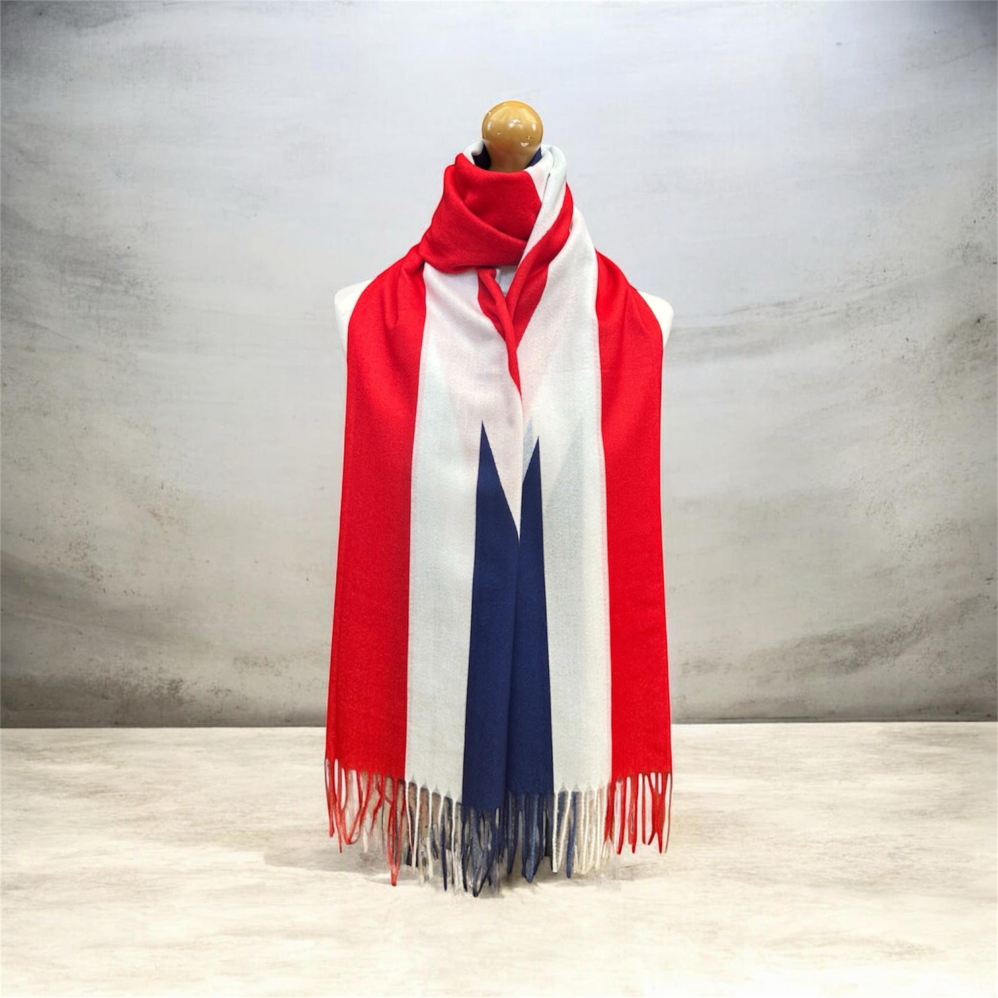 Union Jack British Flag Cotton Blend Scarf – Red, White &amp; Navy