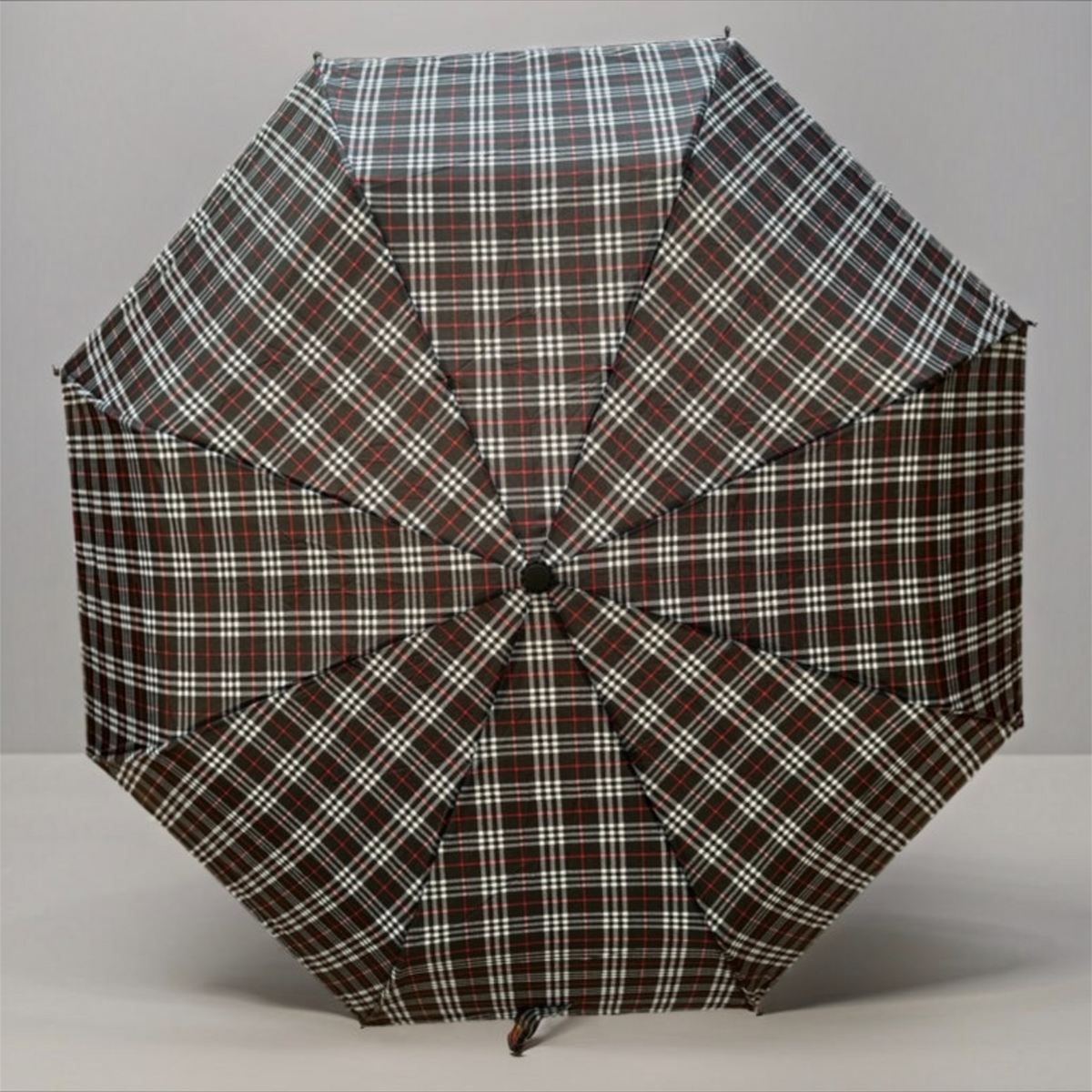 Classic Tartan Compact Travel Umbrella – Auto Open &amp; Close Brolly