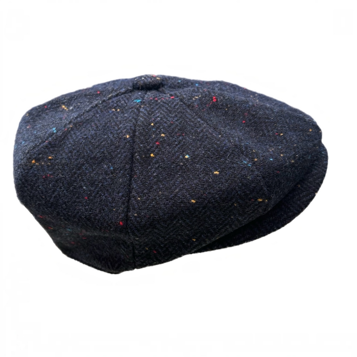 Newsboy Cap Herringbone Navy Flat Cap, Wool Baker Boy Hat, Peaky Blinders Vintage Style Flat Top Cap, Gift for Him