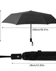 Compact Automatic Travel Umbrella – Windproof, Lightweight (350g), 8 Ribs – Black Folding Umbrella