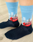 Seamless London Skyline Red Bus Big Ben Socks, Novelty Fun Gift Socks