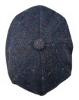 Newsboy Cap Herringbone Navy Flat Cap, Wool Baker Boy Hat, Peaky Blinders Vintage Style Flat Top Cap, Gift for Him