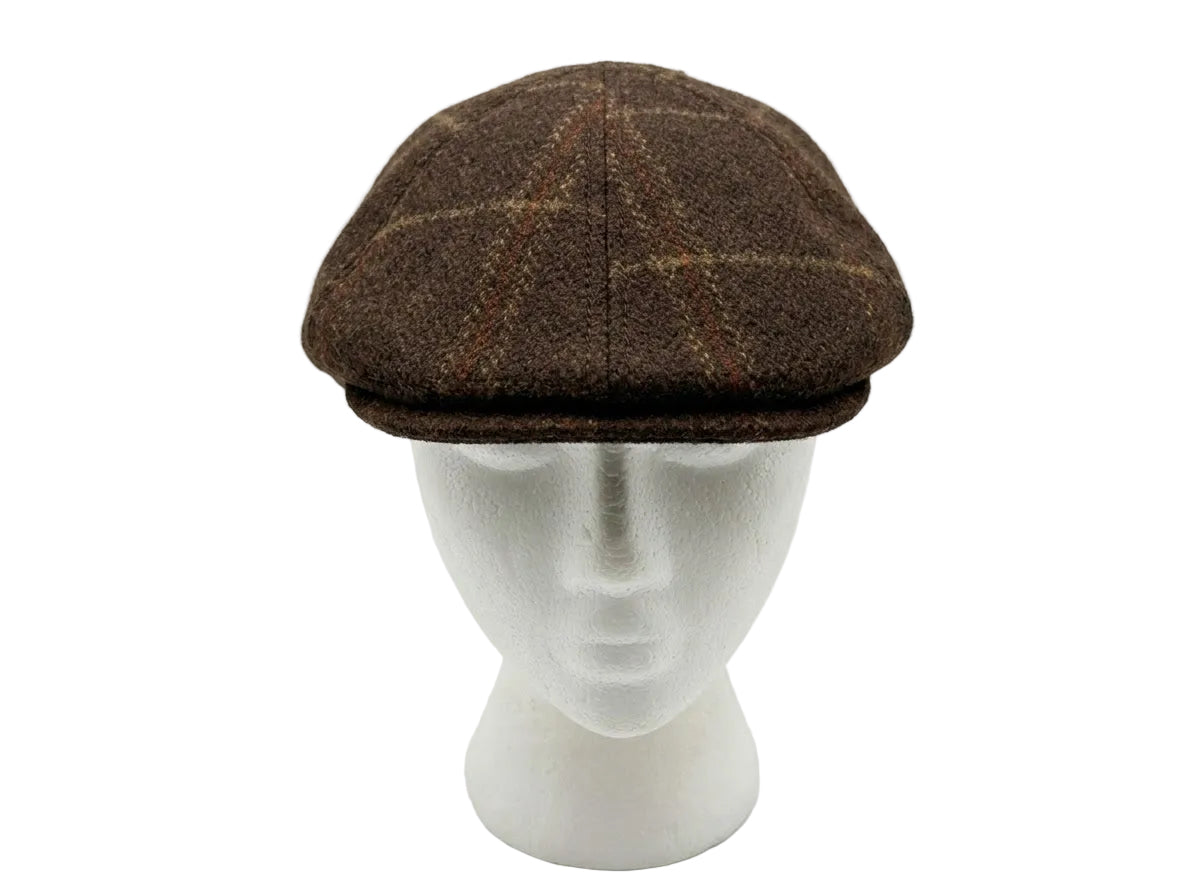 6 Panel Flat Cap, Plaid Wool Blend Hat, Classic Ivy Cap, British Style Cap