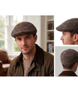 6 Panel Flat Cap, Plaid Wool Blend Hat, Classic Ivy Cap, British Style Cap