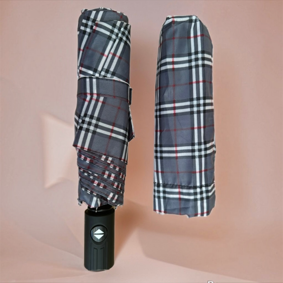 Classic Tartan Compact Travel Umbrella – Auto Open &amp; Close Brolly