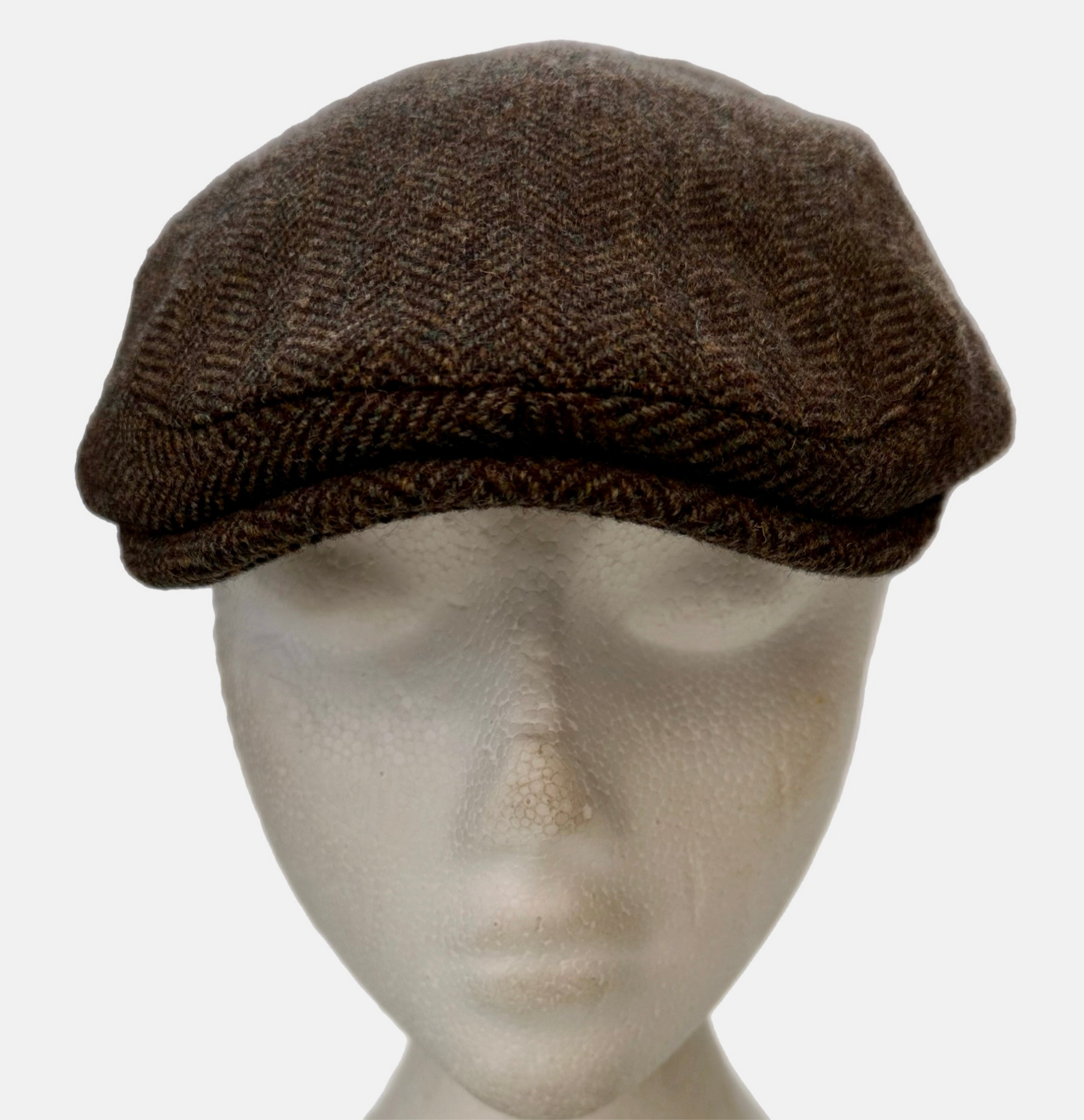 Men&#39;s Hat Herringbone Brown Wool Blend Flat Caps