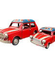 Vintage Union Jack Roof Ornament Tin Metal Retro Red Mini Cooper Car Antique