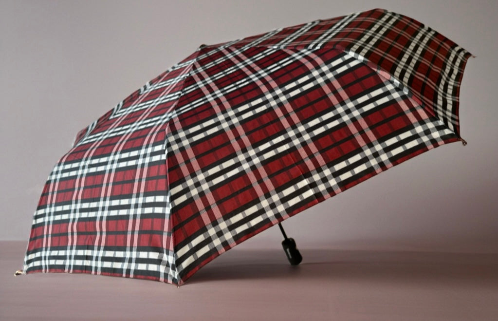 Classic Tartan Design Auto Open &amp; Close Umbrella, Compact Travel Size Brolly