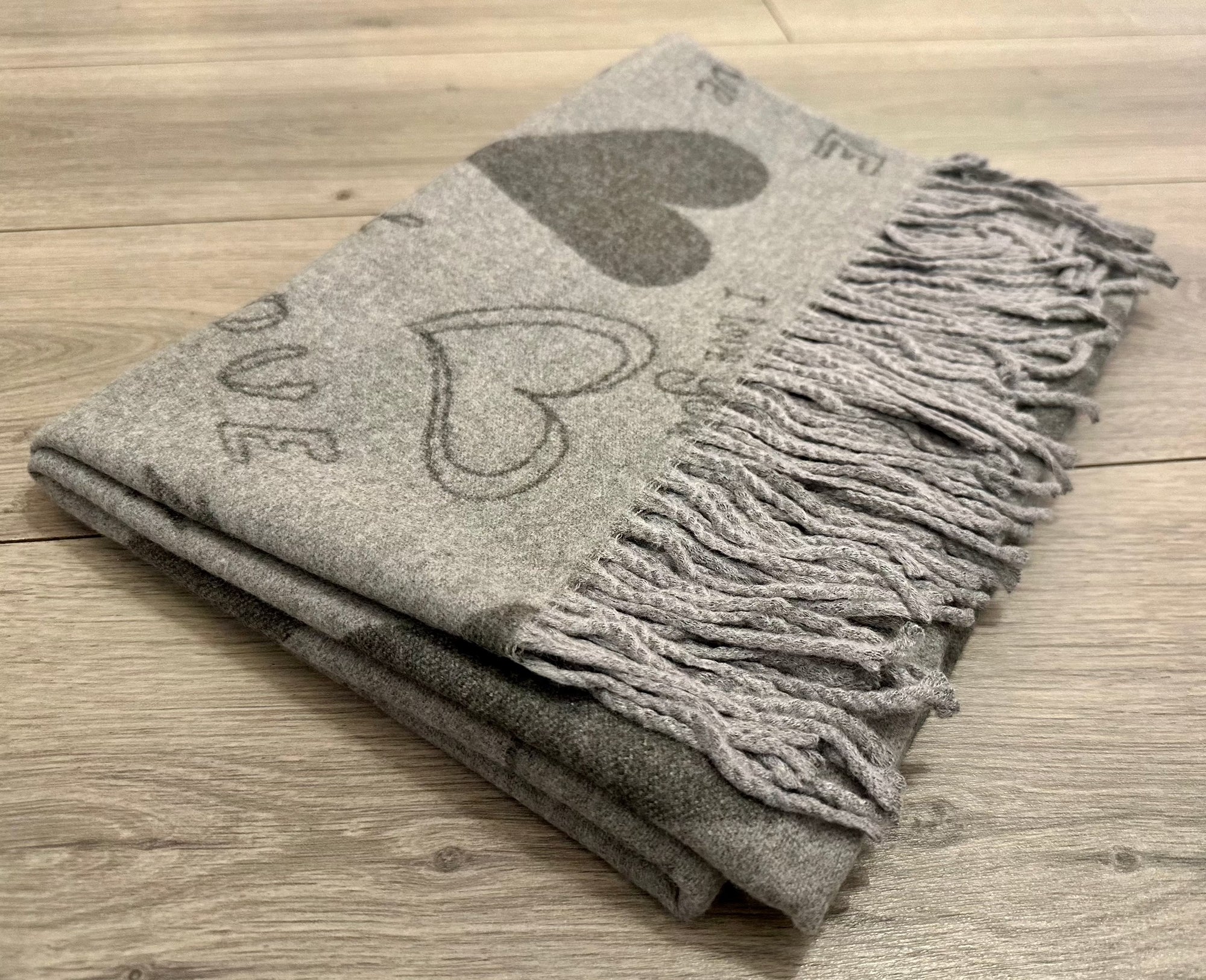 Soft I Love You Heart Design Cashmere Blend Reversible Winter Warm Scarf Shawl