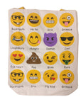 Emoji Print Canvas Tote Bag Reusable Shopping Bag with Funny Emoji Faces