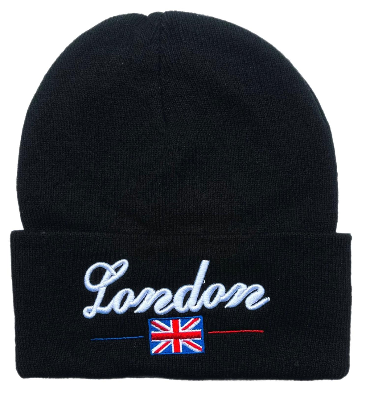 London Union Jack Cuffed Black Beanie Hat