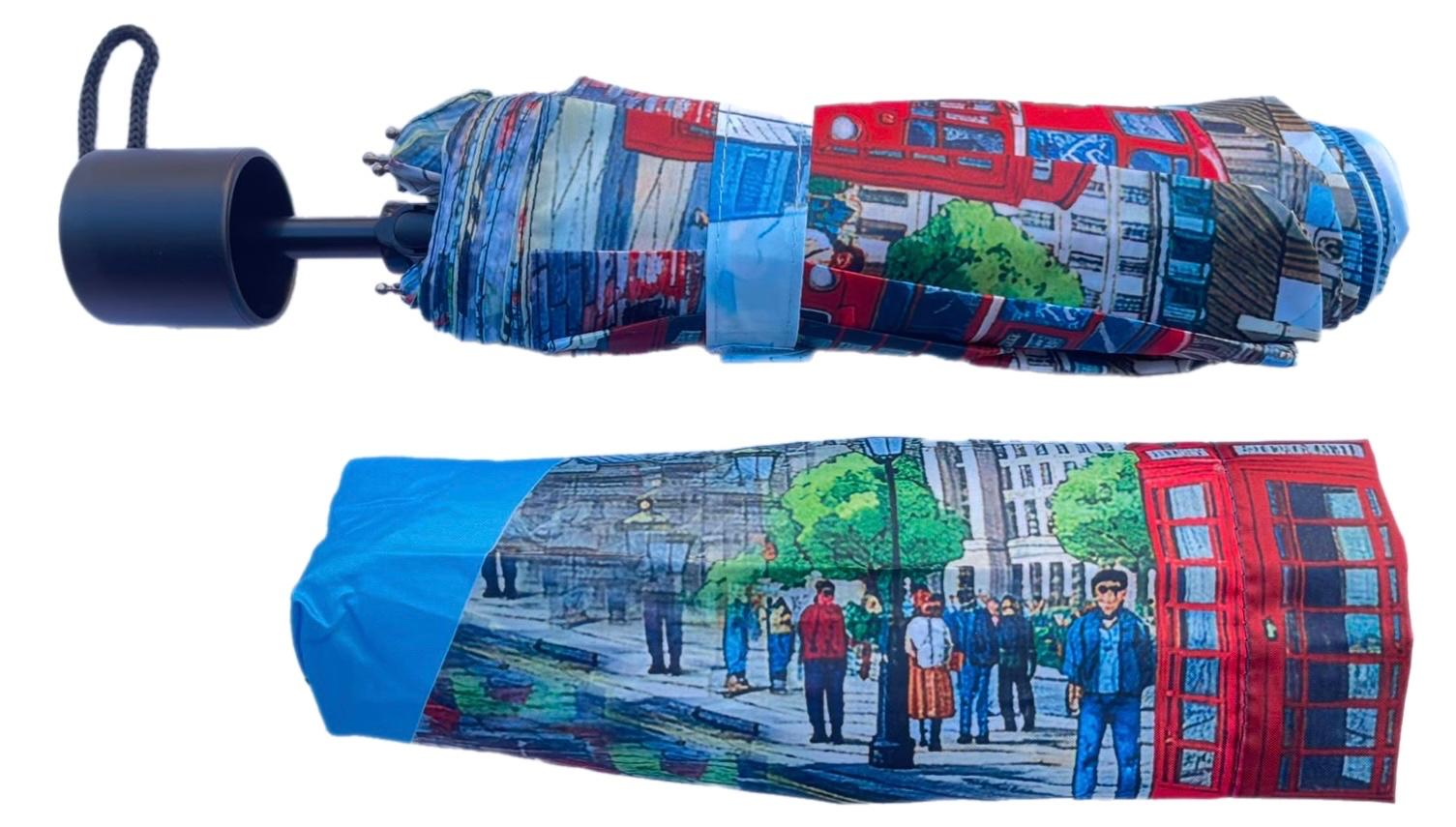 London City Print Manual Open Folding Compact Travel Umbrella