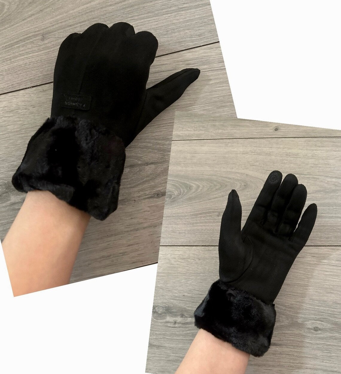 Classy Plain Super Soft Suede Fur Touch Screen Full Finger Ladies Gloves