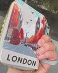 Red Bus Big Ben Autumn Picture London Souvenir Small Money Purse Wallet