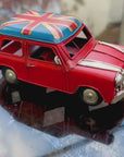 Vintage Union Jack Roof Ornament Tin Metal Retro Red Mini Cooper Car Antique