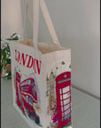 London Tote Bag Reusable Shopping Bag Cotton Shoulder Bag