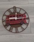 London Double Decker Bus Metal Wall Clock, Home Decor, Novelty Gift, 33 cm