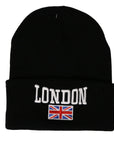 London Union Jack Cuffed Black Beanie Hat