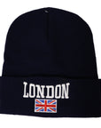 London Union Jack Cuffed Black Beanie Hat