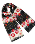 Snowflakes Christmas Balls  Chiffon Satin Striped Shawl Scarves