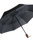 Wooden Effect Handle Auto Open & Close Windproof Folding Umbrella
