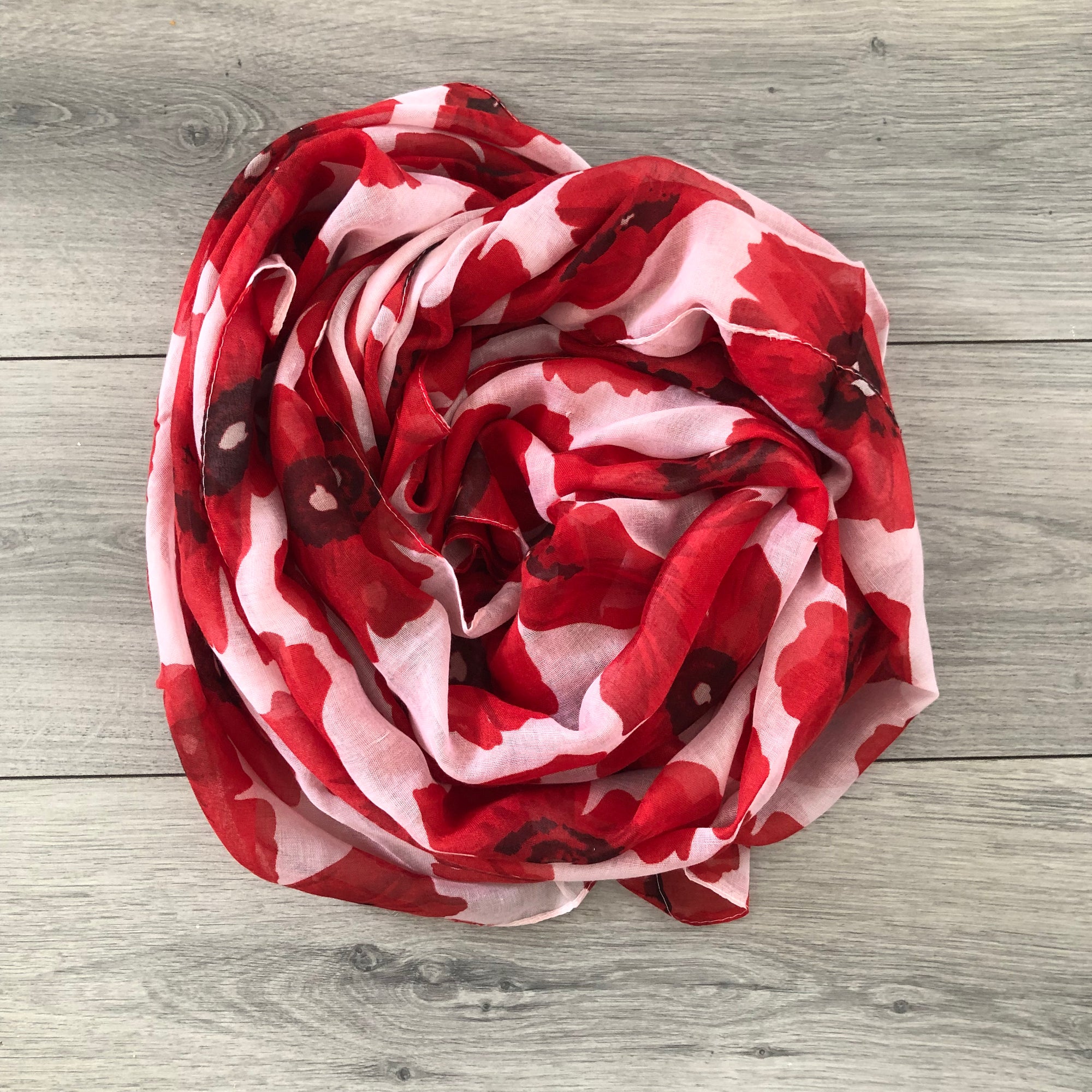 White Poppy Floral Remembrance Day Shawl Scarf