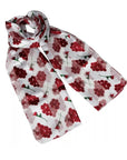 Rose Heart Design Chiffon Satin Striped Lightweight Shawl Scarves