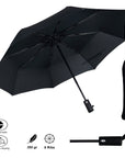 Compact Automatic Travel Umbrella – Windproof, Lightweight (350g), 8 Ribs – Black Folding Umbrella