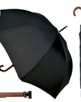 Classic Walking Stick Umbrella Wooden Crook Handle Black Wedding Brolly