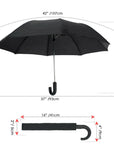 Crook Curved Handle Compact Auto Open Black Umbrella